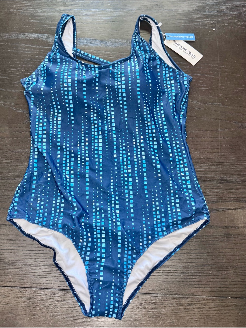 WT American Trends Blue Geometric One Piece Swimsuit XL